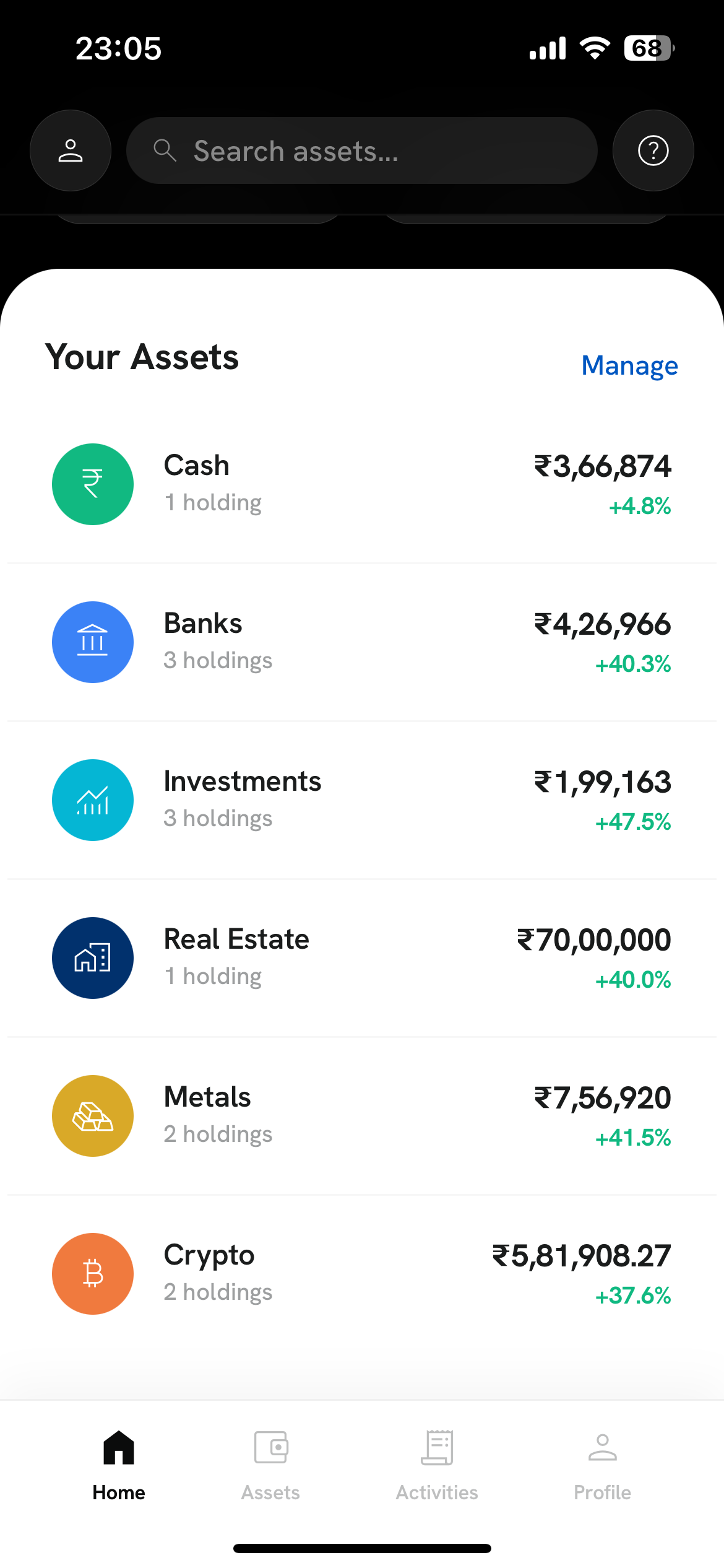 OhMoney finance dashboard
